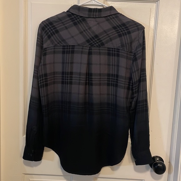 RAILS Hunter‎ Charcoal Jet Dip Dye Long Sleeve Plaid Button-Down Shirt in XS - Picture 5 of 11